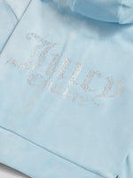 Juicy Couture Blue Cropped Diamante Zip Thru Hoodie | Casa Childrenswear