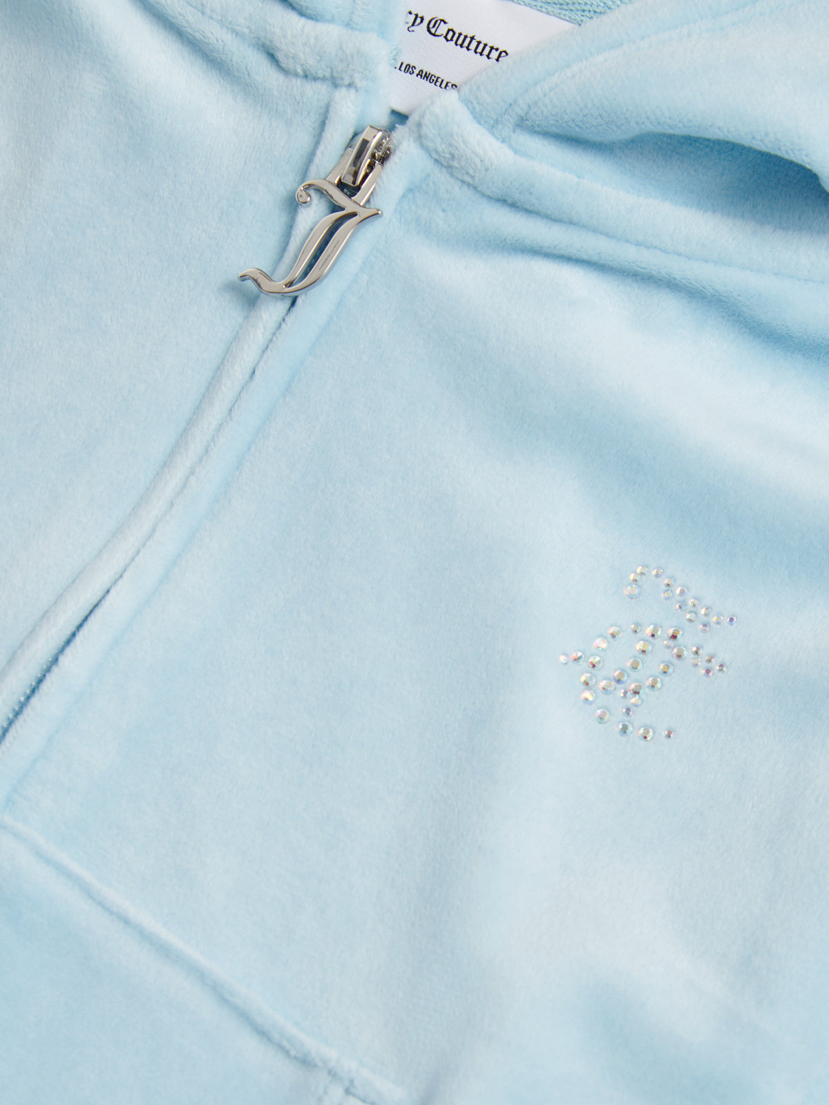 Juicy Couture Blue Cropped Diamante Zip Thru Hoodie | Casa Childrenswear