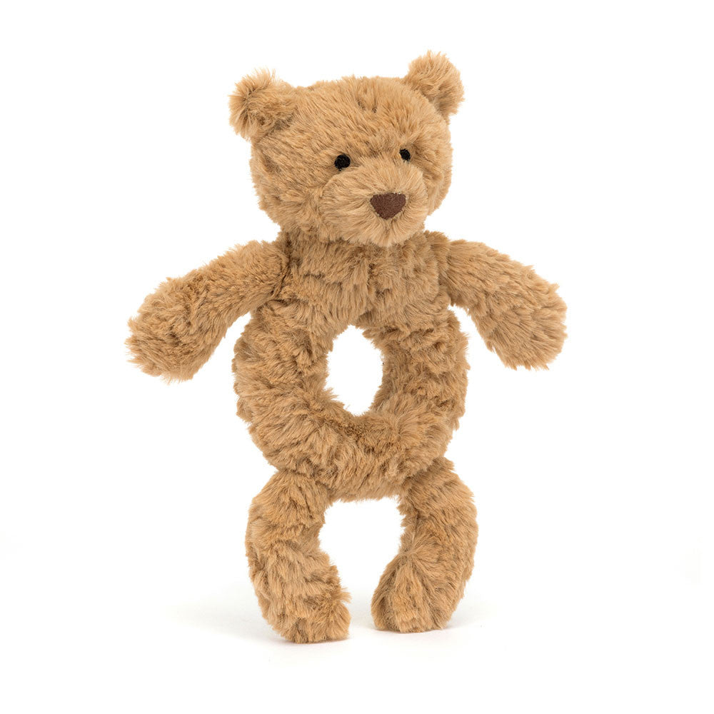 Jellycat Bartholomew Bear Ring Rattle - front view