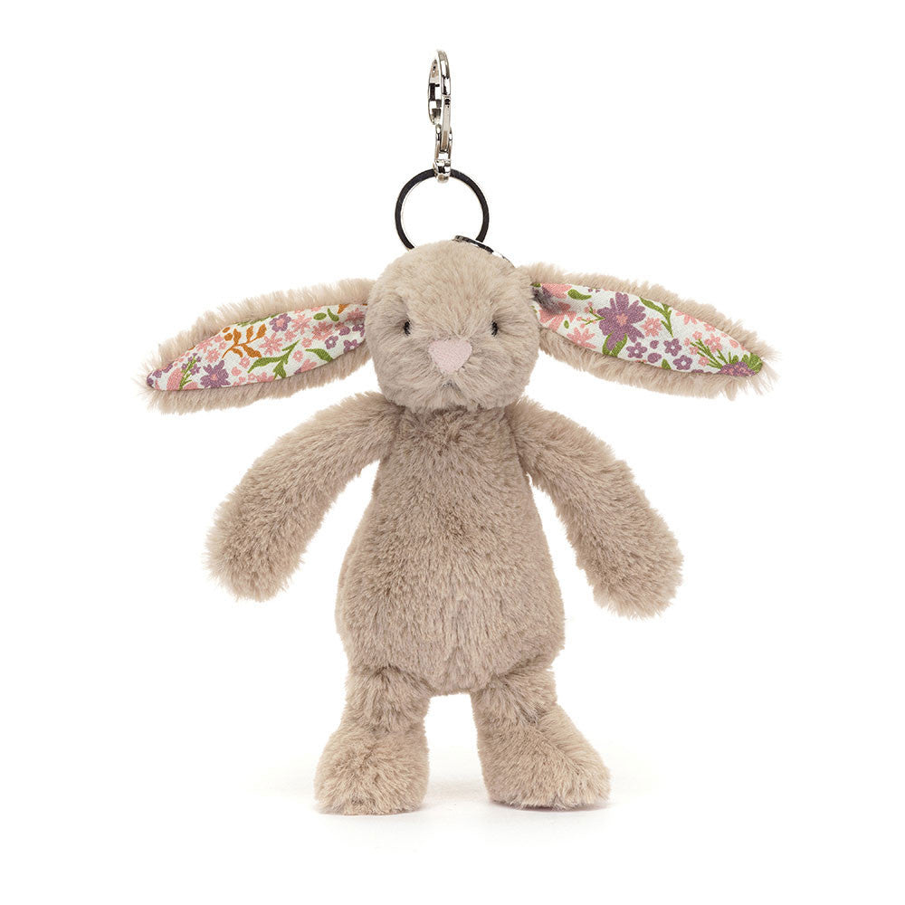 Jellycat Blossom Beige Bunny 'Petal' Bag Charm - front view