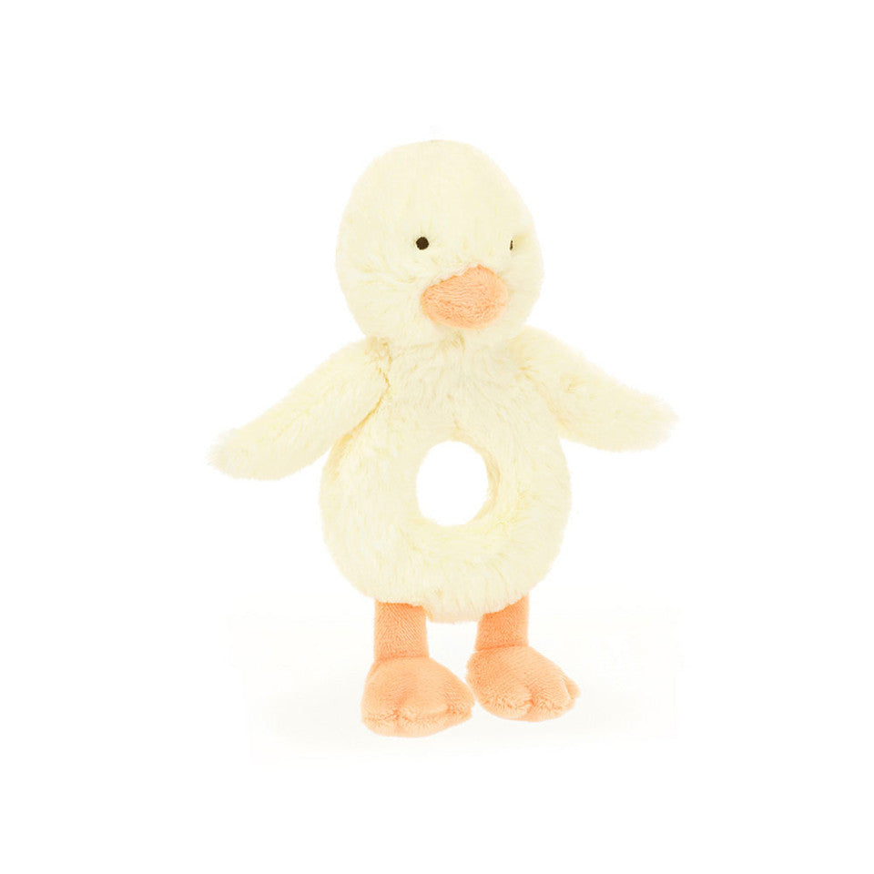 Jellycat Bashful Duckling Ring Rattle - front view
