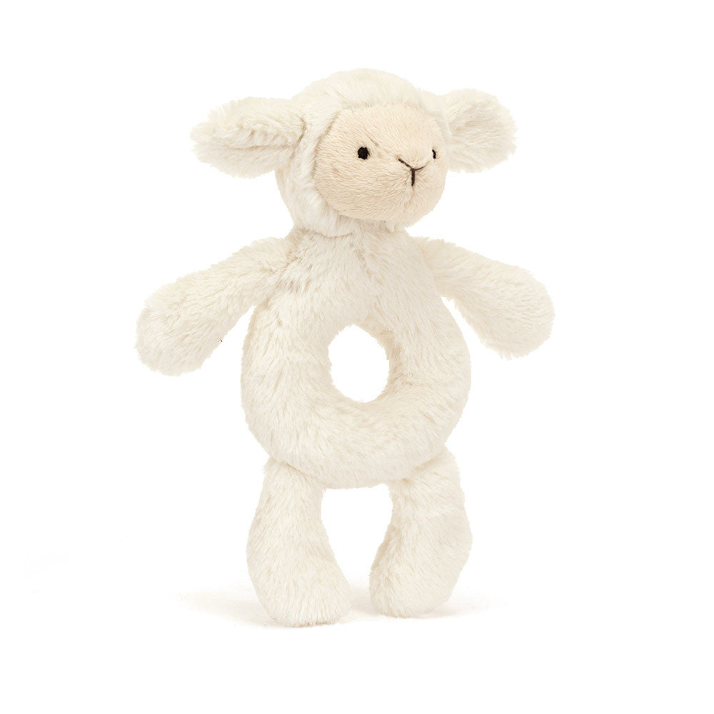 Jellycat Bashful Lamb Ring Rattle - front view