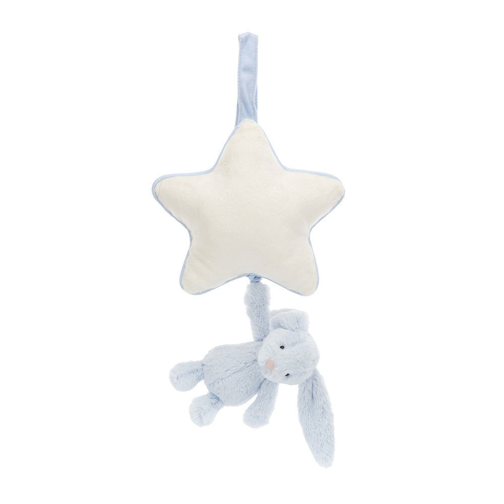 Jellycat Bashful Blue Bunny Musical Pull - front view