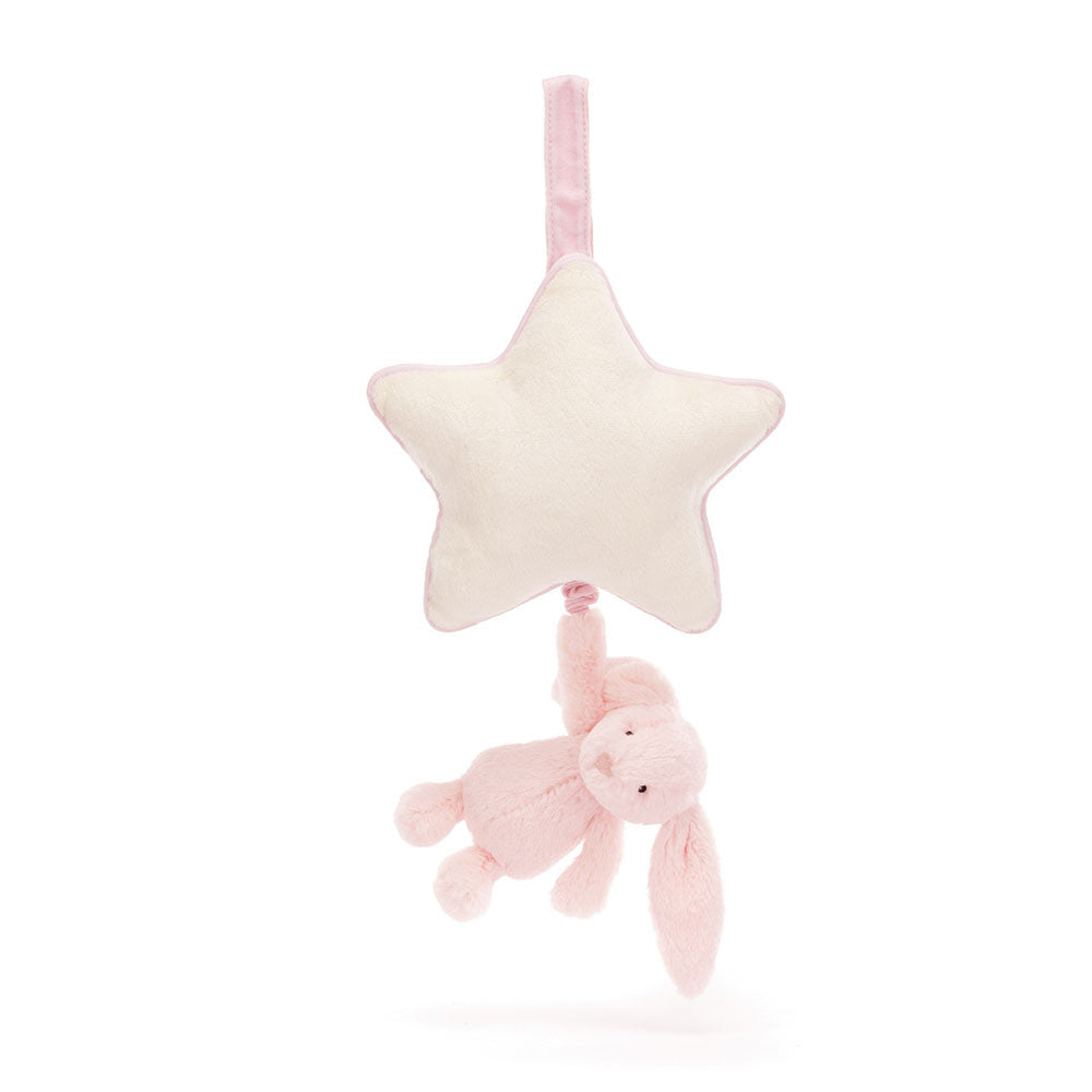 Jellycat Bashful Pink Bunny Musical Pull - front view