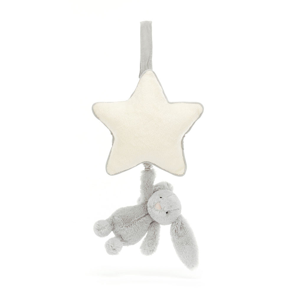 Jellycat Bashful Silver Bunny Musical Pull - front view