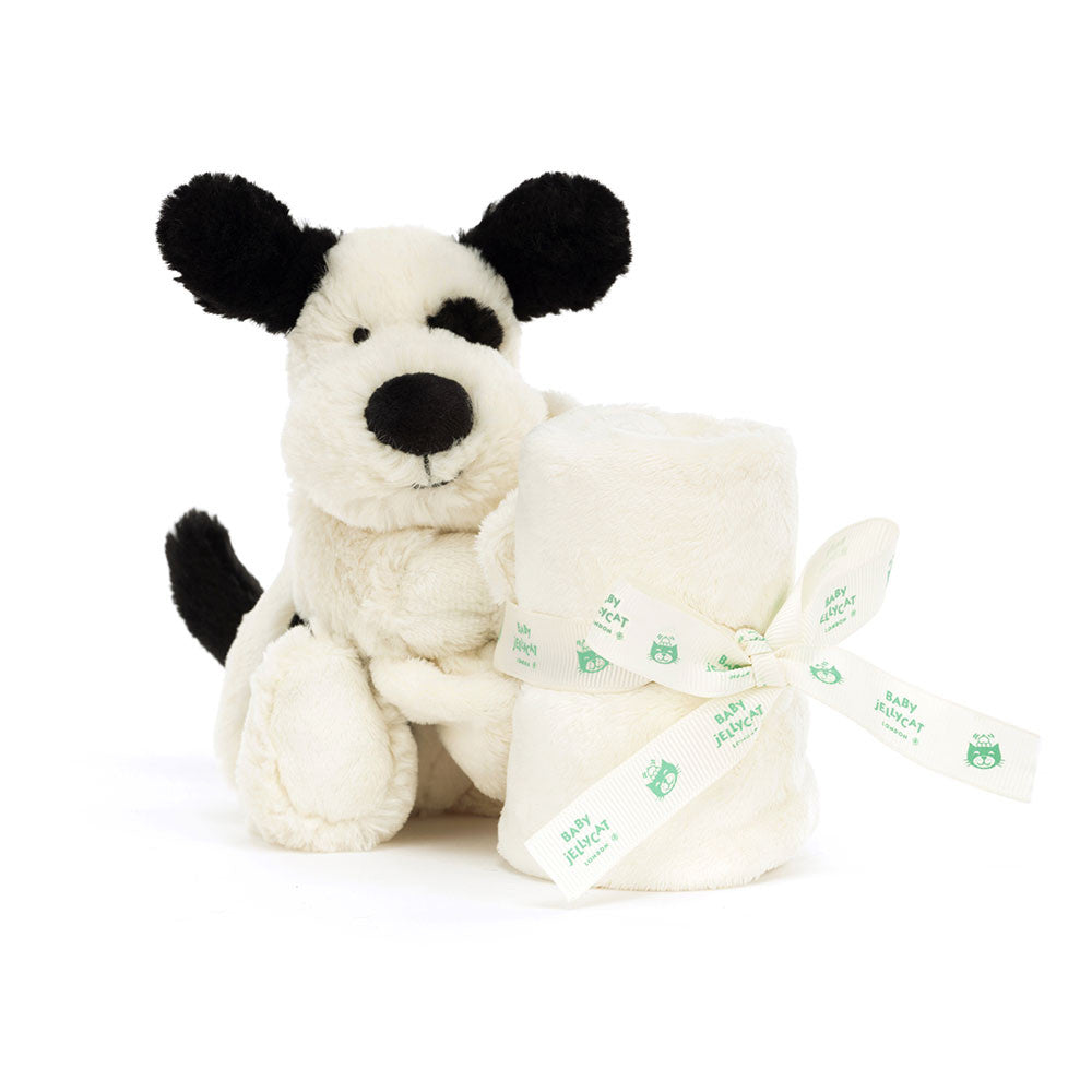 Jellycat Bashful Black & Cream Puppy Soother - front view