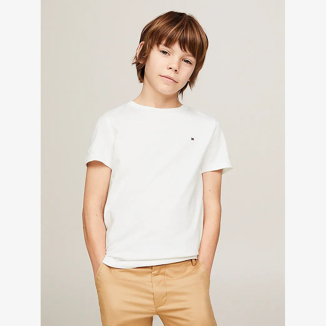Tommy Hilfiger Boys White Cotton Flag Logo T-Shirt | Casa Childrenswear
