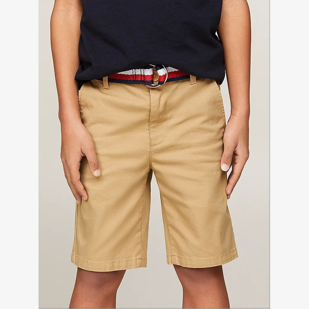 Tommy Hilfiger Woven Khaki Belted Shorts | Casa Childrenswear