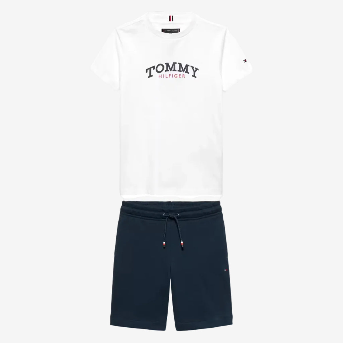 Tommy Hilfiger Boys White & Navy Cotton Short Set | Casa Childrenswear