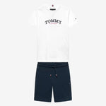 Tommy Hilfiger Boys White & Navy Cotton Short Set | Casa Childrenswear