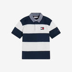 Boys Blue Striped Polo