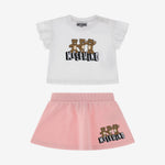 Moschino Baby Girls White & Pink Printed Cotton Skirt Set | Casa Childrenswear