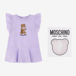 Moschino Baby Girls Pastel Lilac Cotton Dress | Casa Childrenswear
