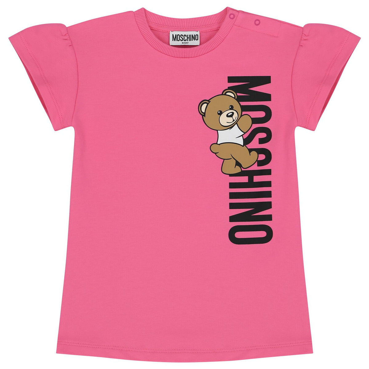 Baby Girls Pink Teddy Logo Jersey Dress
