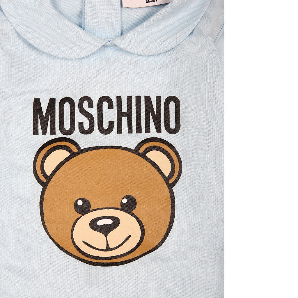 Moschino Baby Blue Teddy Logo Babygrow | Casa Childrenswear