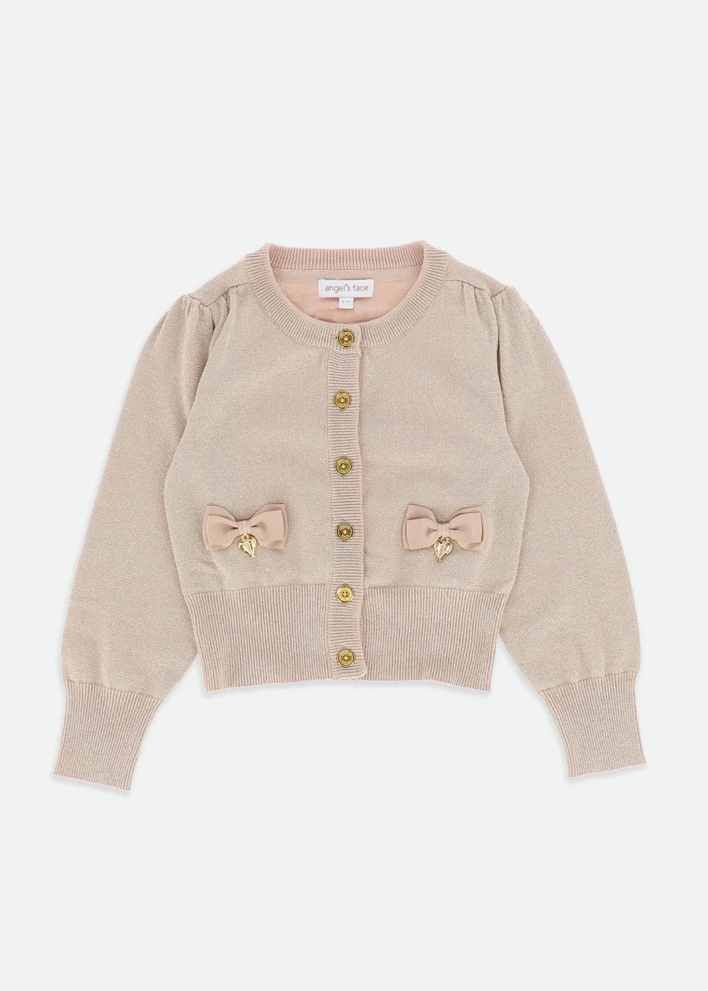 Angels Face Nicolette Metallic Cardigan Sand | Casa Childrenswear