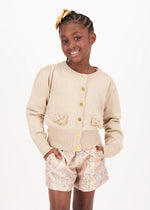 Angels Face Nicolette Metallic Cardigan Sand | Casa Childrenswear