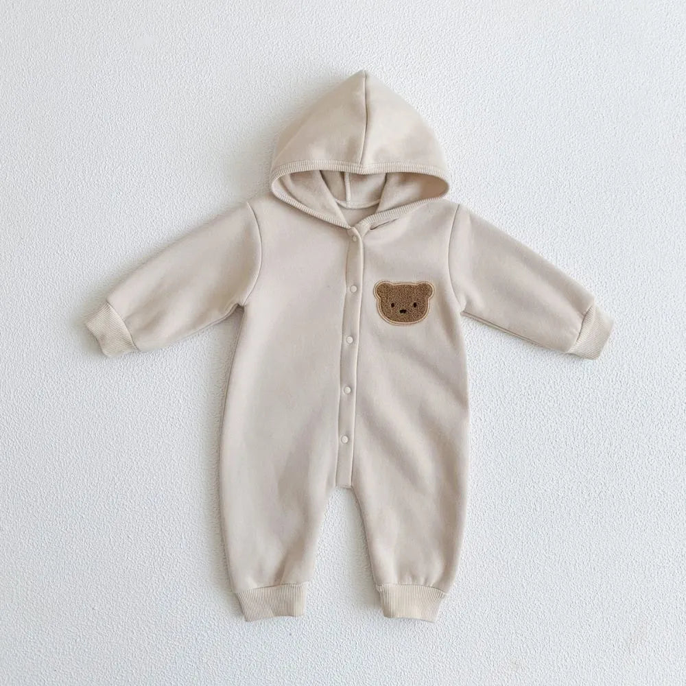 Cozy Crew Club Ultimate Bear Knitted Cream Hooded Playsuit | Casa Childrenswear