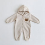 Cozy Crew Club Ultimate Bear Knitted Cream Hooded Playsuit | Casa Childrenswear