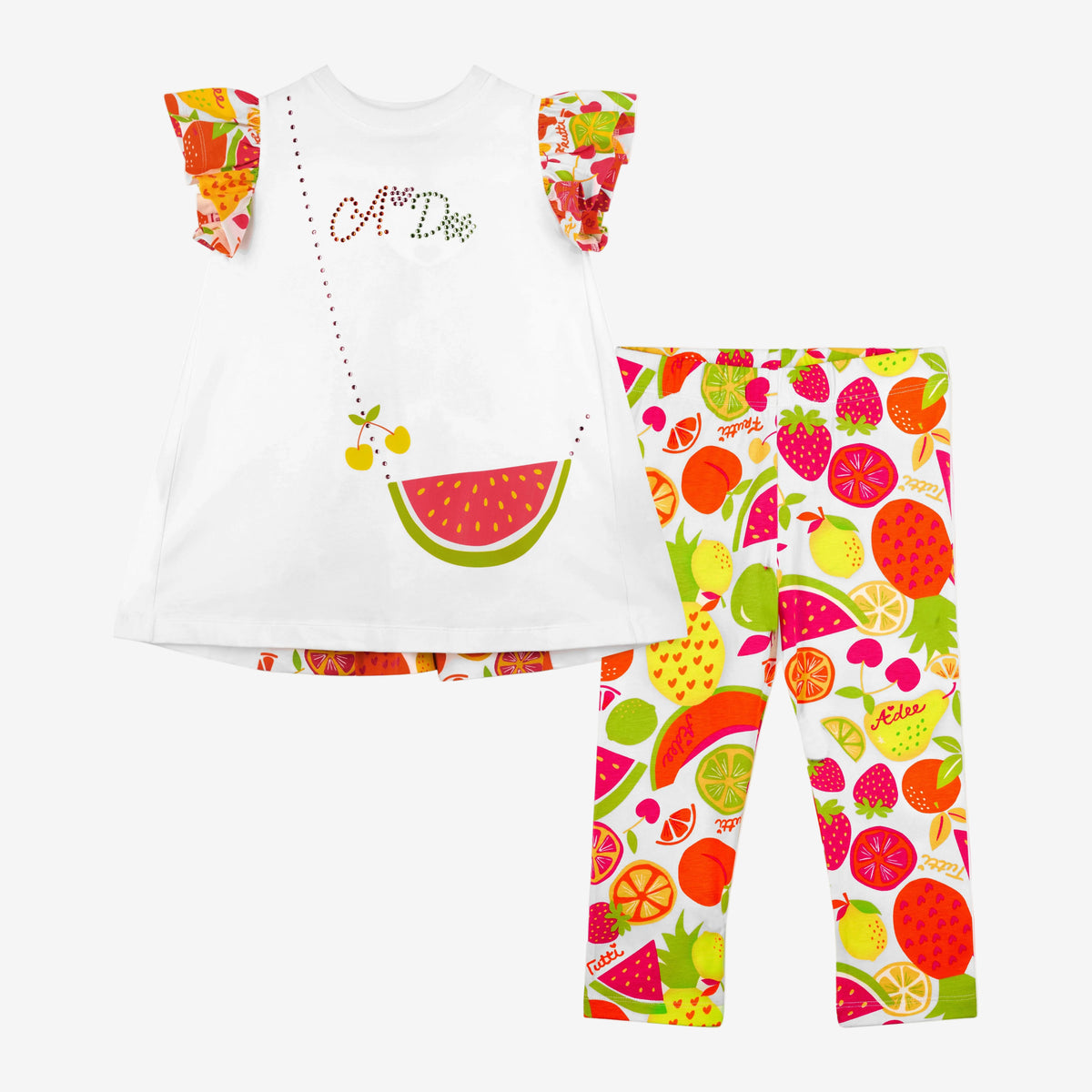 A Dee True Tutti Frutti Print Handbag Legging Set | Casa Childrenswear