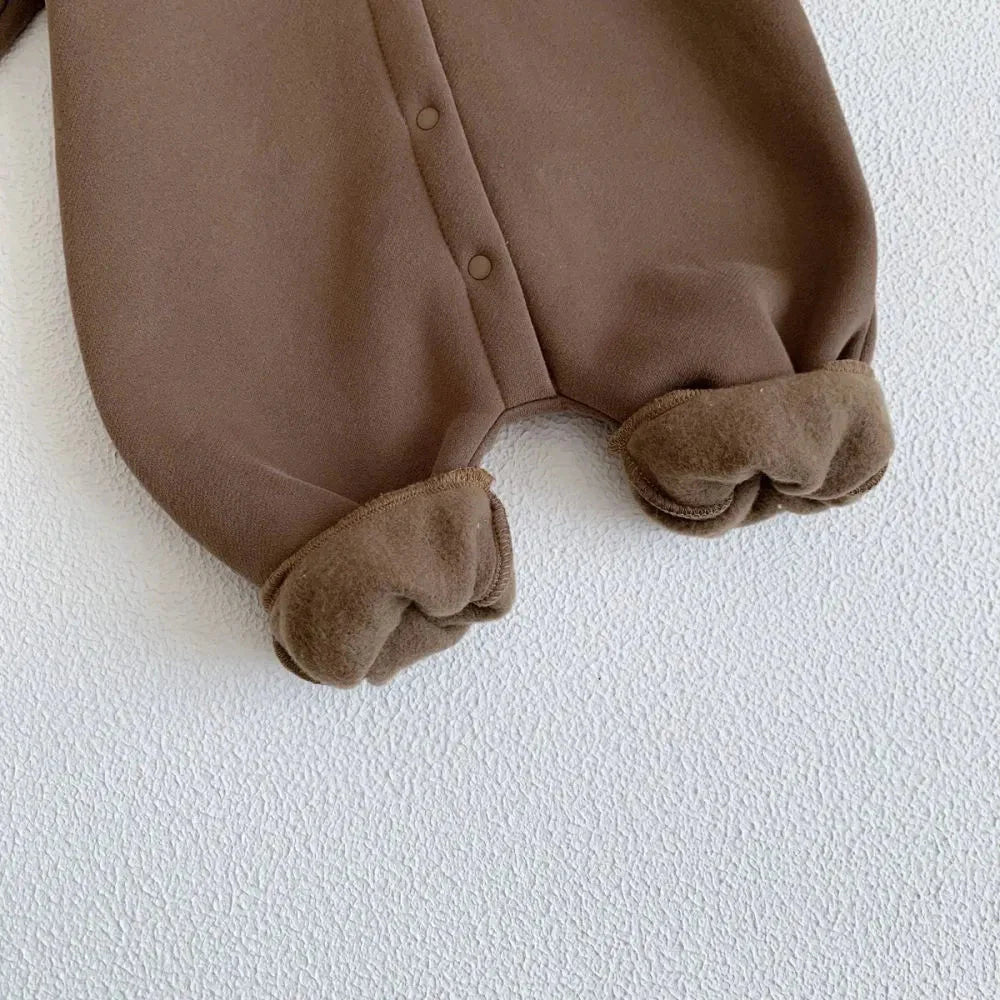Cozy Crew Club Ultimate Bear Knitted Brown Hooded Playsuit | Casa Childrenswear