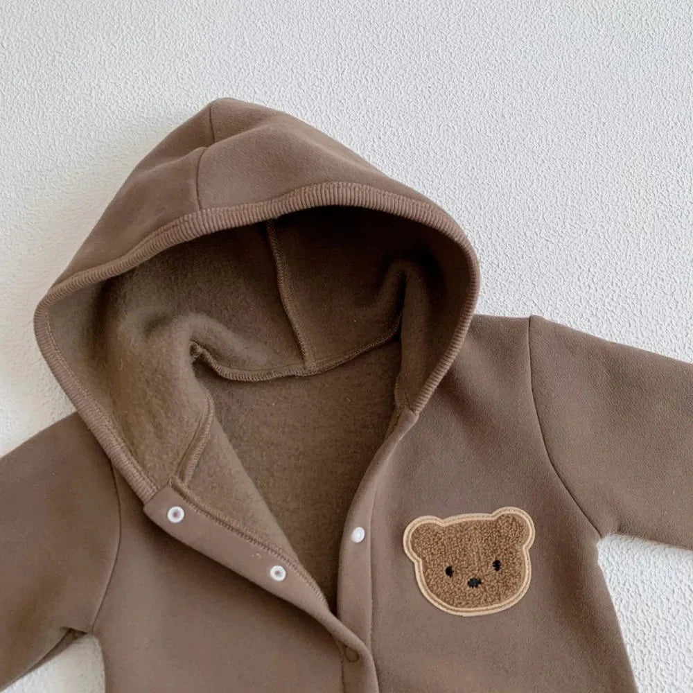 Cozy Crew Club Ultimate Bear Knitted Brown Hooded Playsuit | Casa Childrenswear