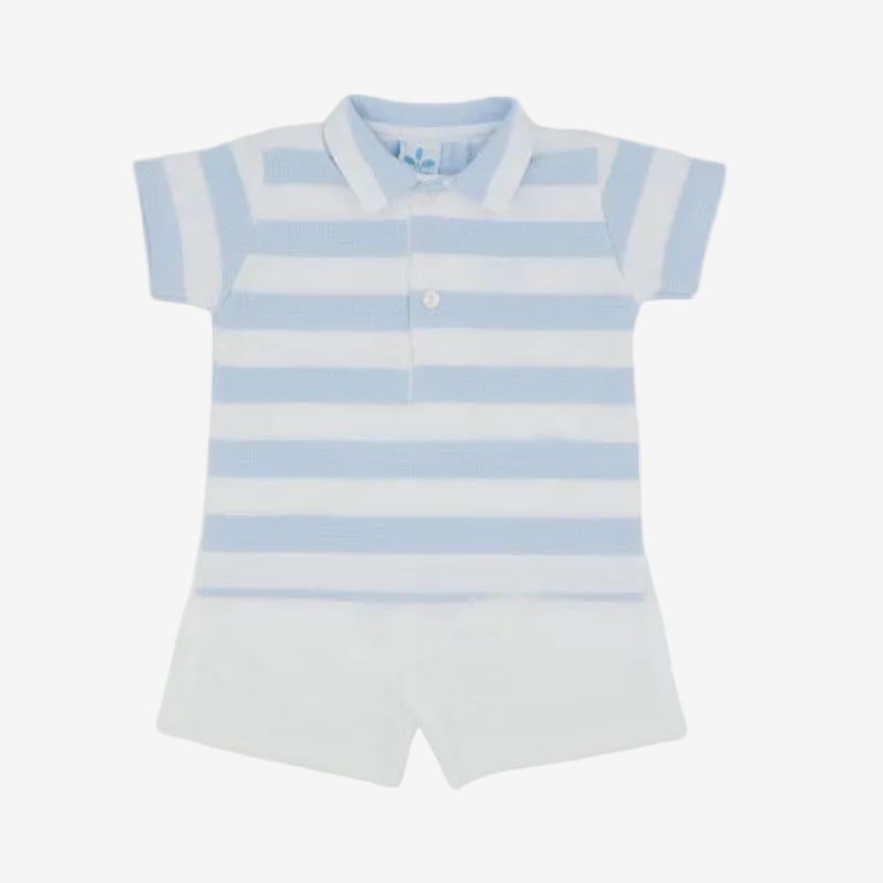 Sardon Baby Boys Blue & White Polo and Short Set | Casa Childrenswear
