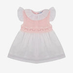 Sardon Baby Girls White and Pink Knit Dress | Casa Childrenswear