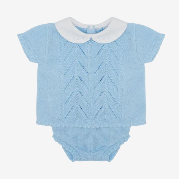 Sardon Baby Boys Blue with White Bloomer Set | Casa Childrenswear