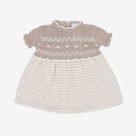 Sardon Baby Girls Beige Striped Knit Dress | Casa Childrenswear