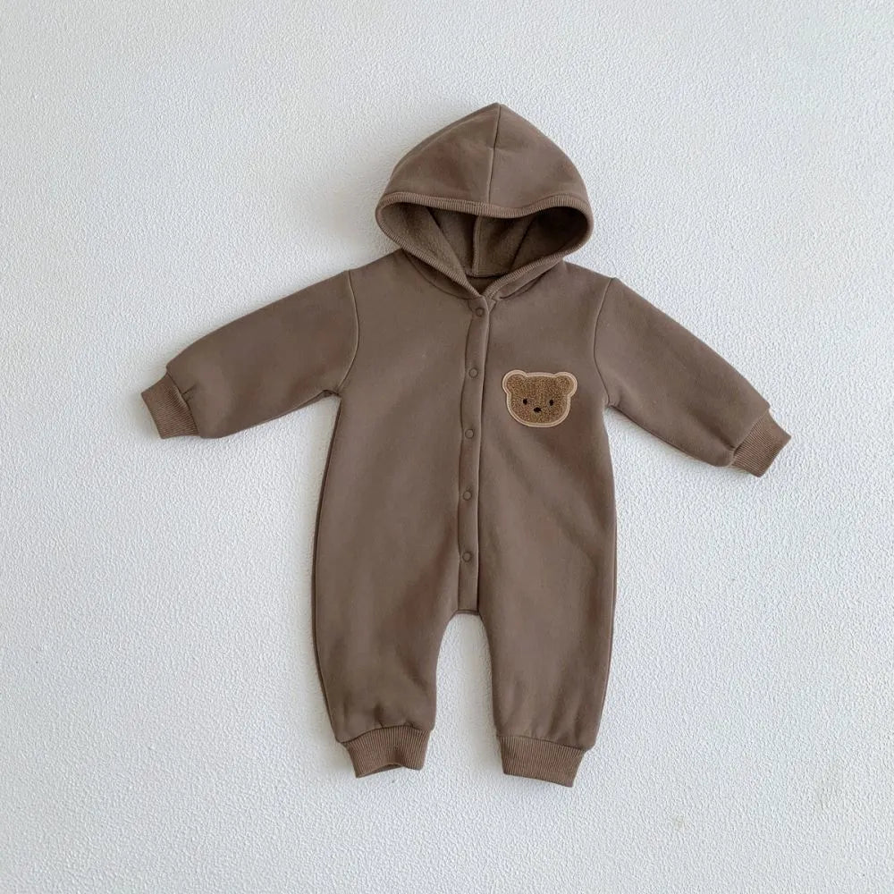 Cozy Crew Club Ultimate Bear Knitted Brown Hooded Playsuit | Casa Childrenswear