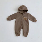 Cozy Crew Club Ultimate Bear Knitted Brown Hooded Playsuit | Casa Childrenswear
