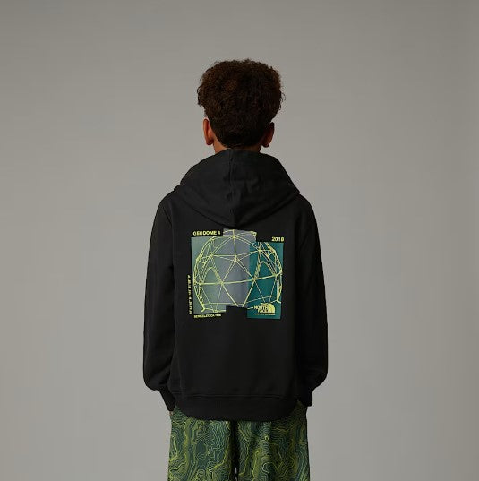 North Face Black Relaxed Hooded Sweat with Graphic Logo | Casa Childrenswear