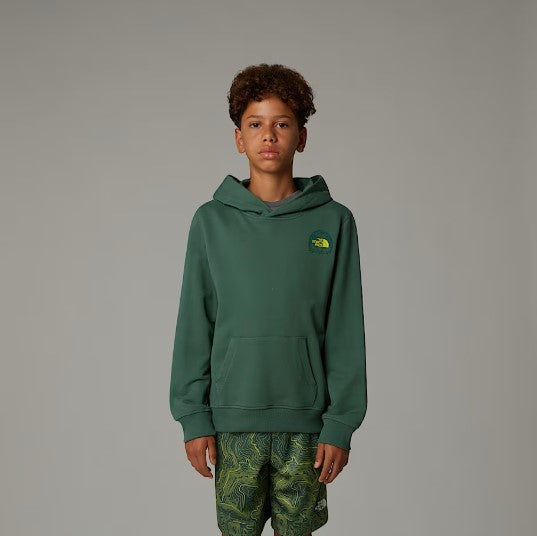 North Face Duck Green Relaxed Hooded Sweat with Classic Logo | Casa Childrenswear