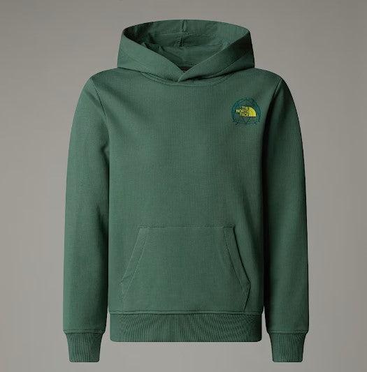 North Face Duck Green Relaxed Hooded Sweat with Classic Logo | Casa Childrenswear