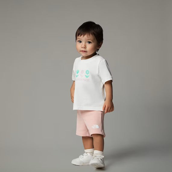 North Face Baby White/Moss Logo Tee & Short Set | Casa Childrenswear