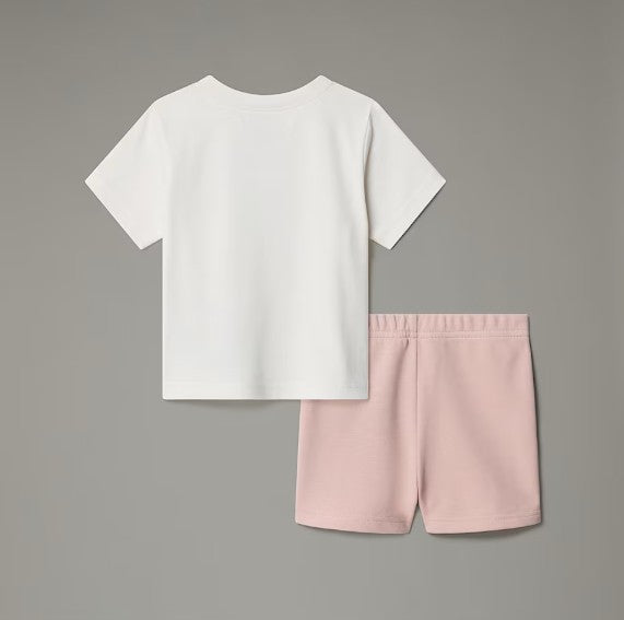 North Face Baby White/Moss Logo Tee & Short Set | Casa Childrenswear