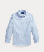 Ralph Lauren Boys Blue/ White Slim Striped Oxford Shirt | Casa Childrenswear