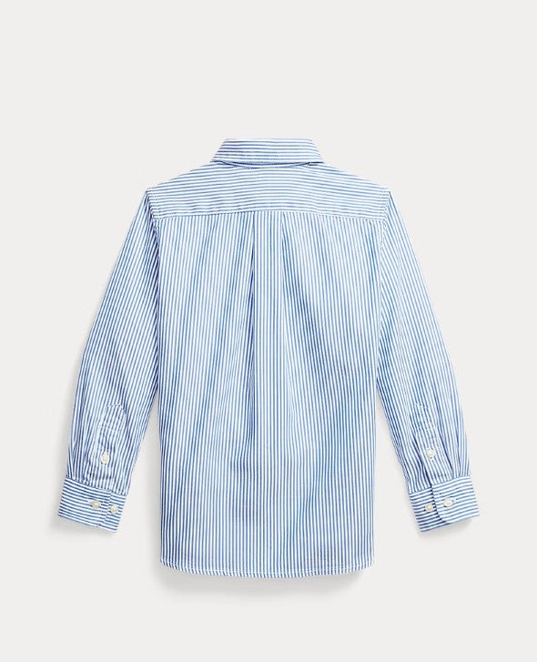 Ralph Lauren Boys Blue/ White Slim Striped Oxford Shirt | Casa Childrenswear