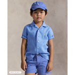 Linen Shirt Bowling Collar Blue