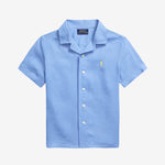 Linen Shirt Bowling Collar Blue