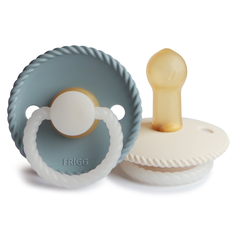 Round Latex 2-Pack Pacifiers - Stone Blue Night/Cream Night - Size 2