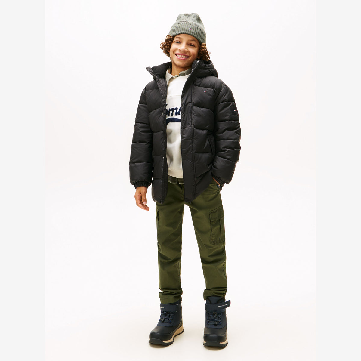 Tommy Hilfiger Black Essential Padded Parka | Casa Childrenswear