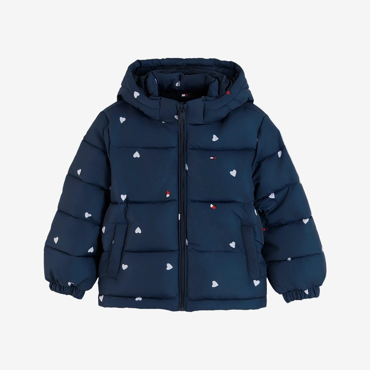 Tommy Hilfiger Baby Girls Navy Heart Print Jacket - front view