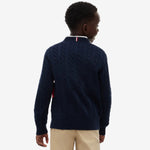 Tommy Hilfiger Boys Navy Flag Cotton Cable Sweater - cable knit detail view