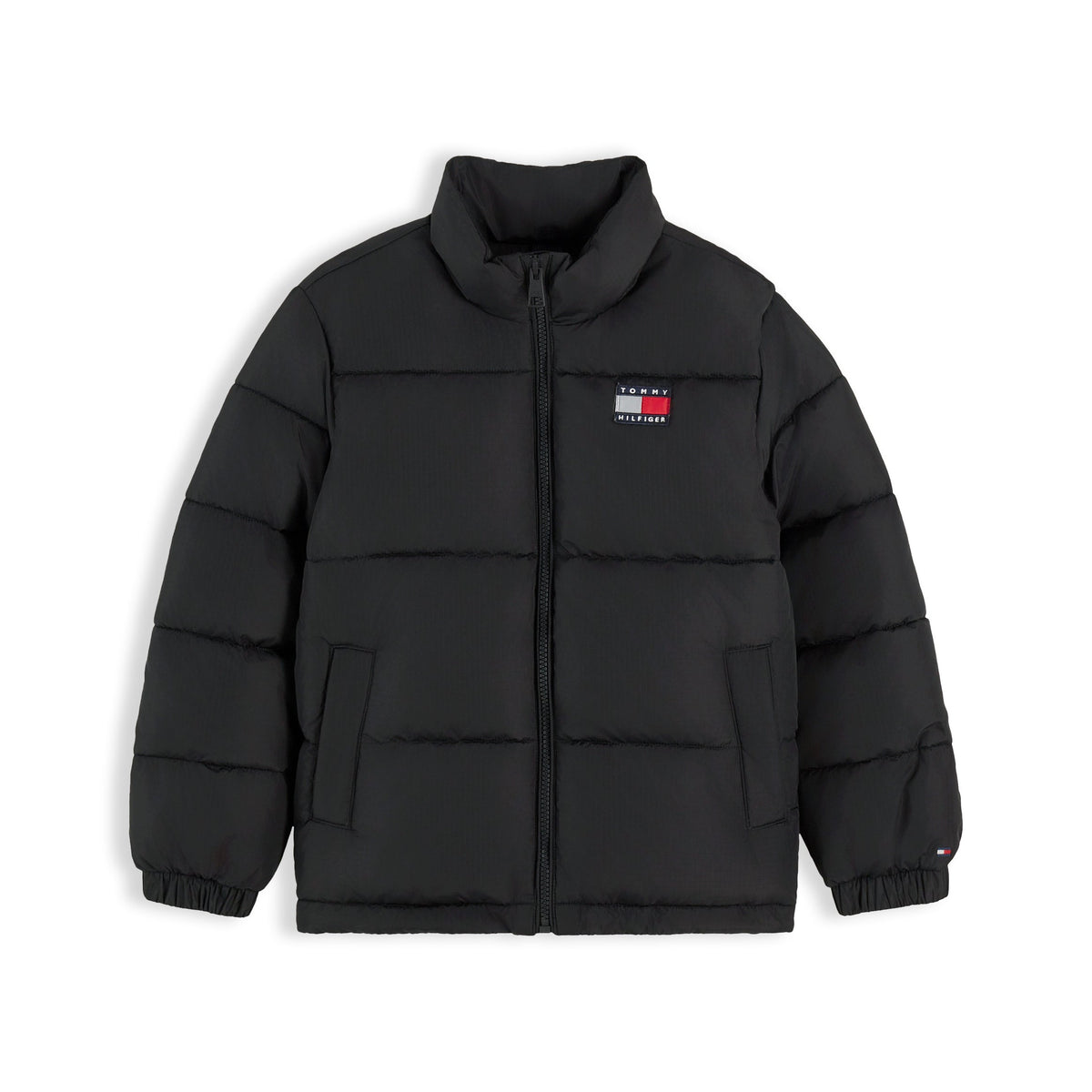 Tommy Hilfiger Boys Black Essential Puffer Jacket - front view