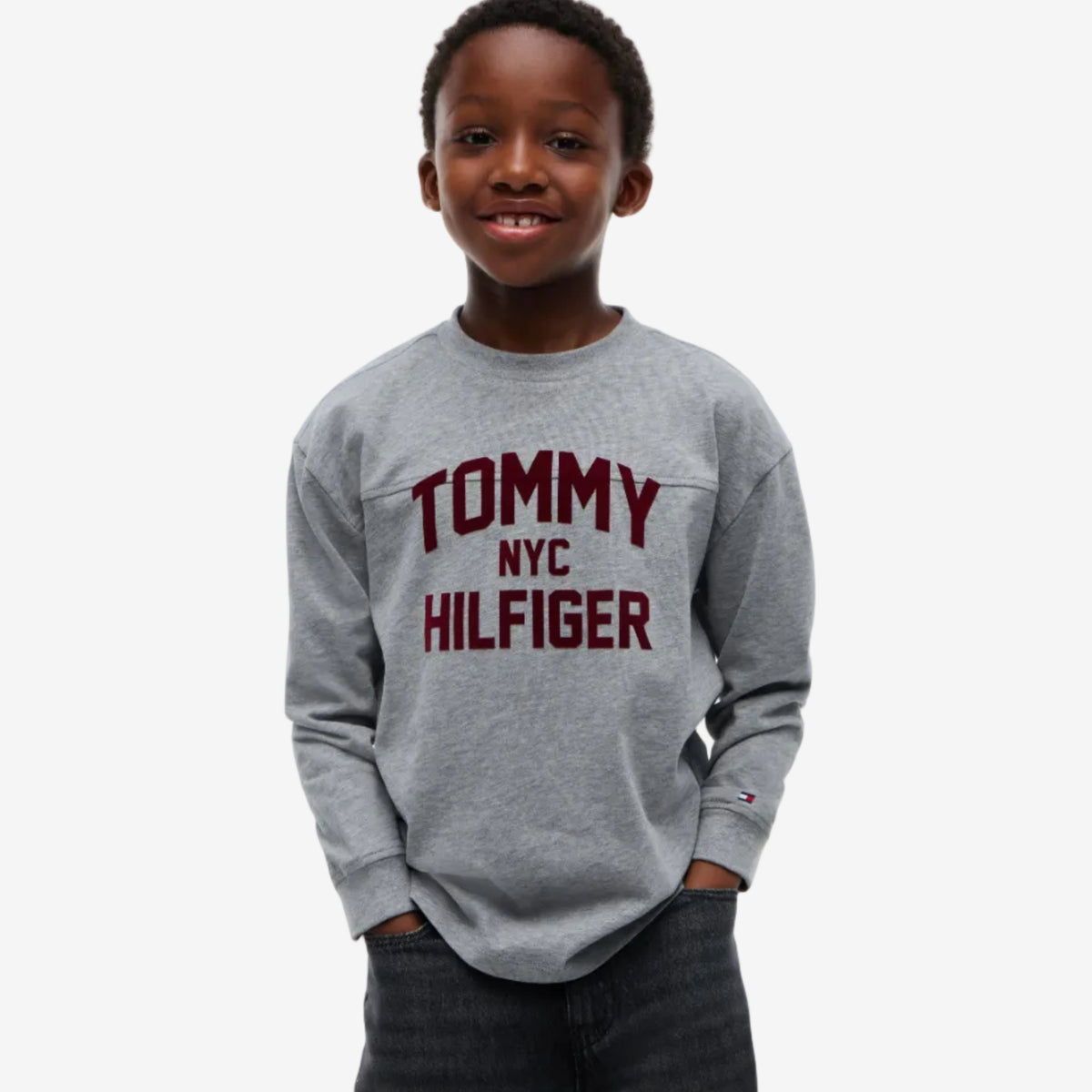 Tommy Hilfiger Boys Grey Sweatshirt - logo detail view