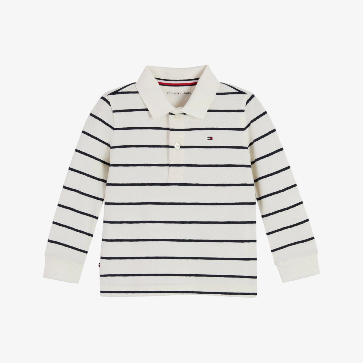 Tommy Hilfiger Baby Boys Ivory Striped Polo - front view