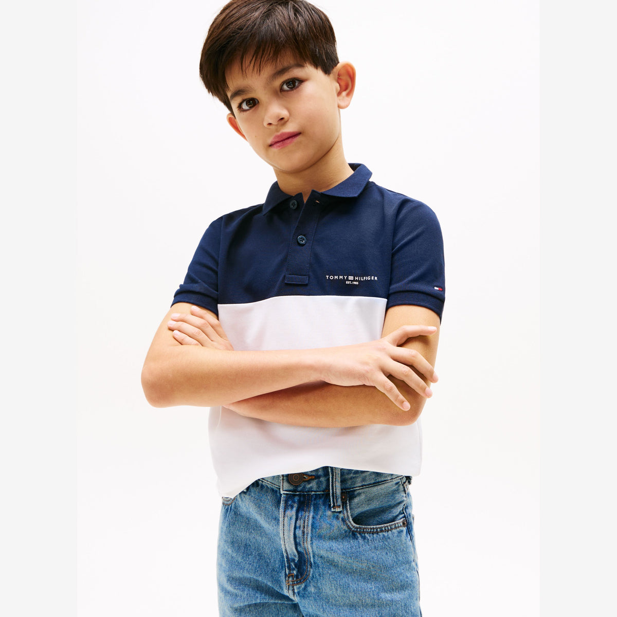 Tommy Hilfiger Colourblock Polo Navy/White | Casa Childrenswear