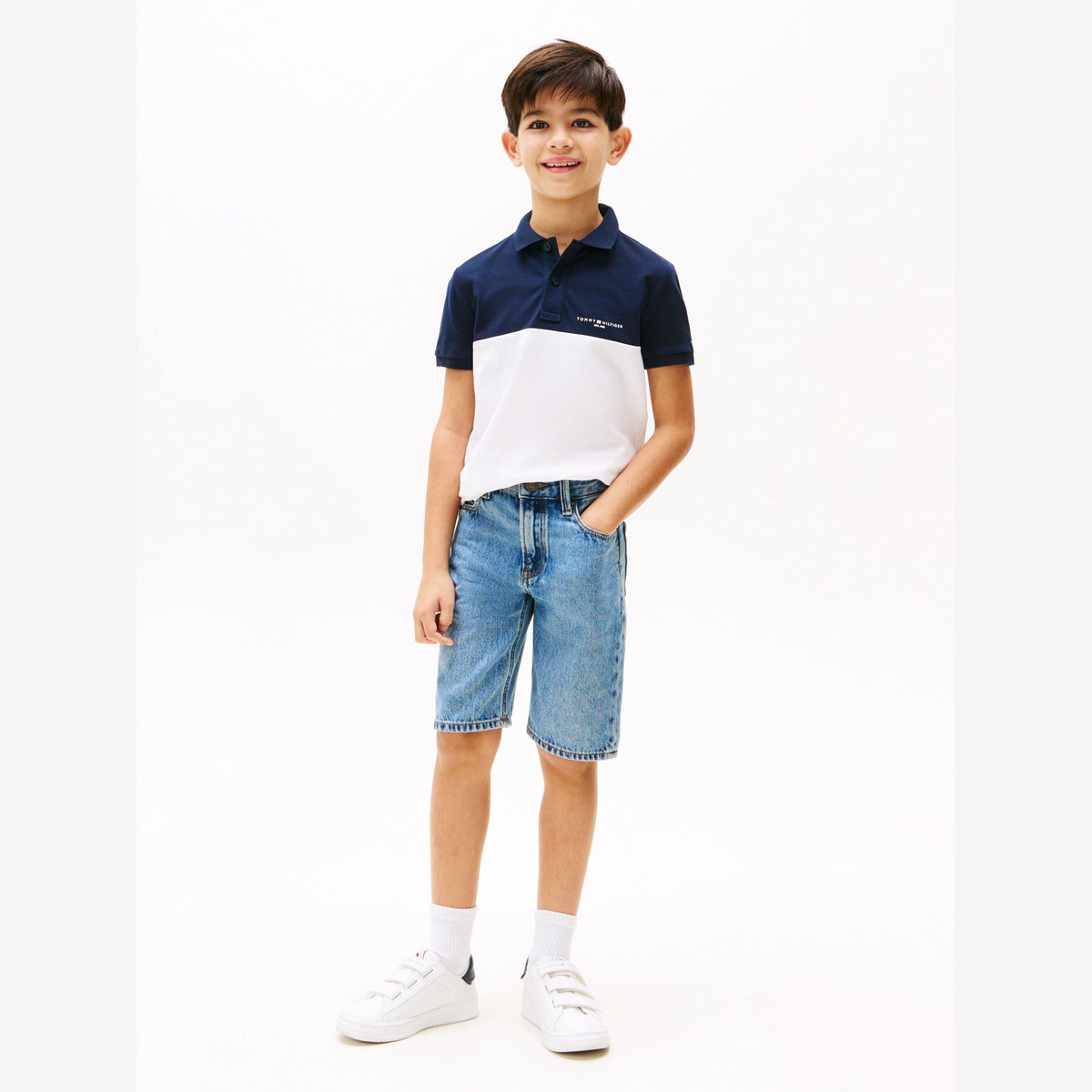 Tommy Hilfiger Colourblock Polo Navy/White | Casa Childrenswear